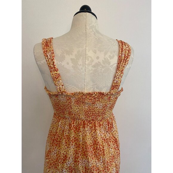 Japna Orange & Yellow Floral Sleeveless Button-Down Maxi Dress SizeM - Picture 2 of 5